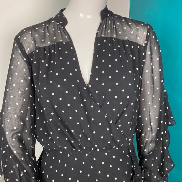 Rachel Roy polka dot dress with sheer sleeves a ruffle detail. - Picture 3 of 7